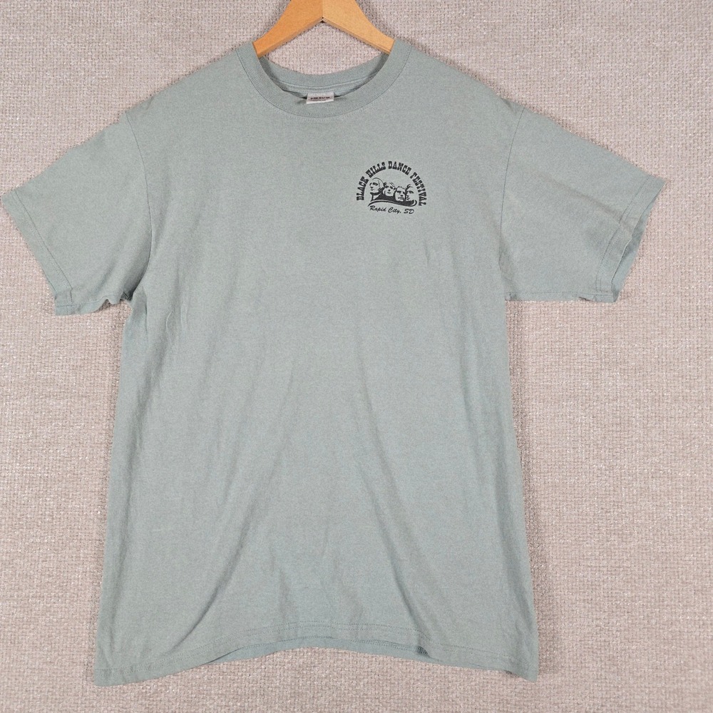 Vintage Anvil Black Hills‎ Dance Festival T-Shirt Mens Large Sage Green Graphic